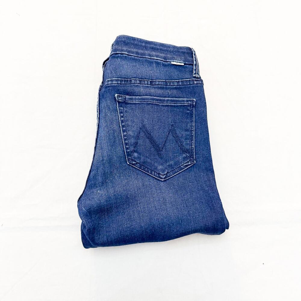 Mother High Waisted Looker Ankle Fray Tongue and Chic Dark Denim Jeans Size 27